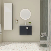 Wall-mounted 24 inch bathroom black vanity styled in a modern bathroom setting | Ace Decor