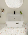 Top view of 28 inch single floating vanity with integrated sink and clean countertop layout | Ace Decor