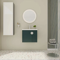 24 inch green bathroom vanity with sink, wall-mounted design with integrated ceramic basin in modern bathroom setting | Ace Decor