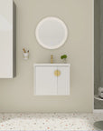 Front view of floating bathroom vanity 24 inch with fluted door design | Ace Decor