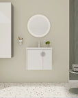Modern floating bathroom vanity 24 inch with white integrated sink and wall-mounted storage, 24 inch size | Ace Decor