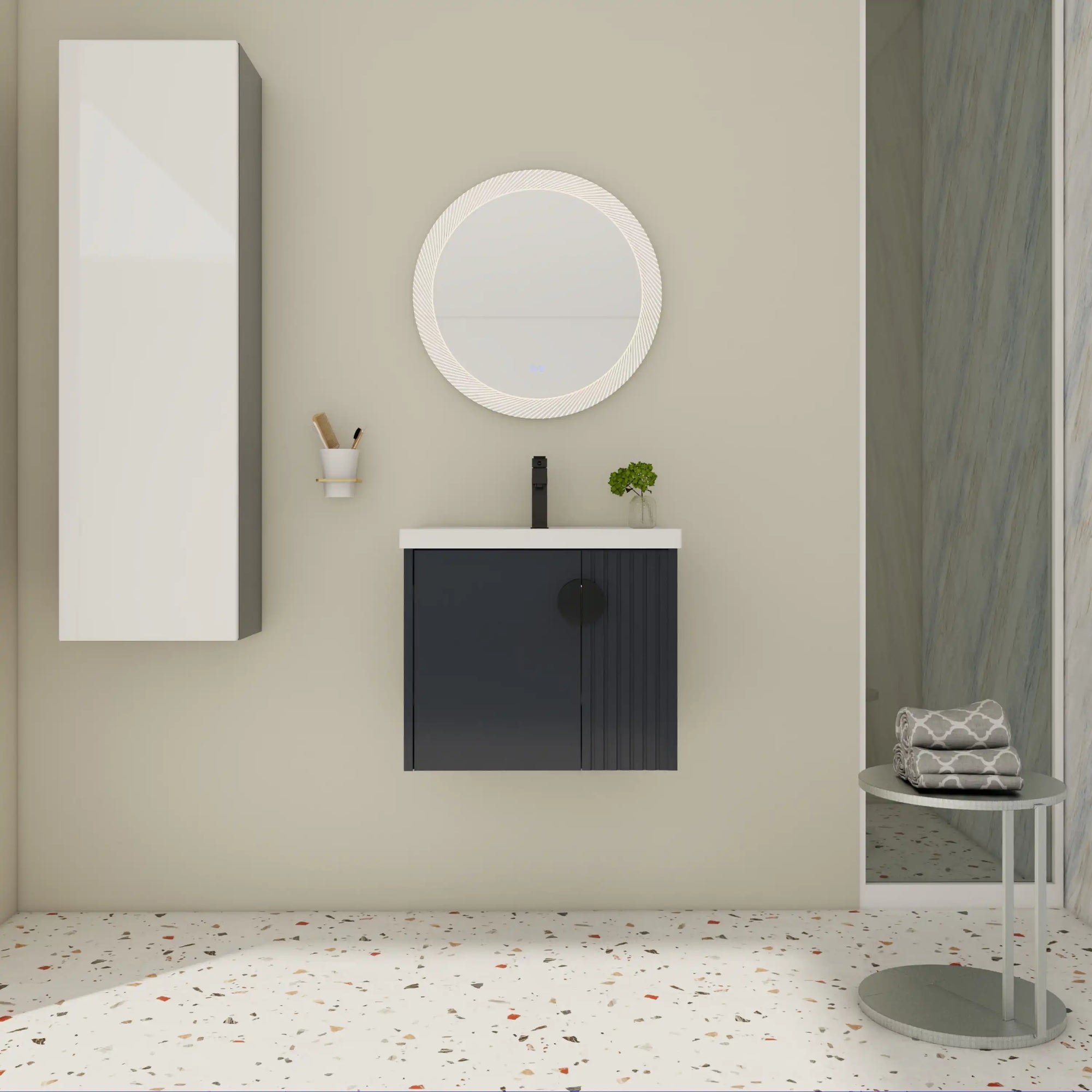 24 inch bathroom black vanity wall-mounted design in modern bathroom setting | Ace Decor