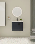24 inch bathroom black vanity wall-mounted design in modern bathroom setting | Ace Decor