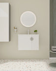 28 inch single floating vanity wall-mounted design with fluted front and compact storage | Ace Decor