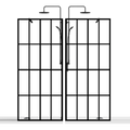 Liora Series 46" x 72" Frosted Glass Matte Black Panel Shower Door with Grid Frame & Stabilizer Bar