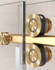 Gorgeous Single Sliding Frameless Tub Shower Door With 3/8 Inch Clear Glass color:brushed gold