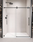 Gorgeous Single Sliding Frameless Shower Door With 3/8 Inch Clear Glass color:matte black