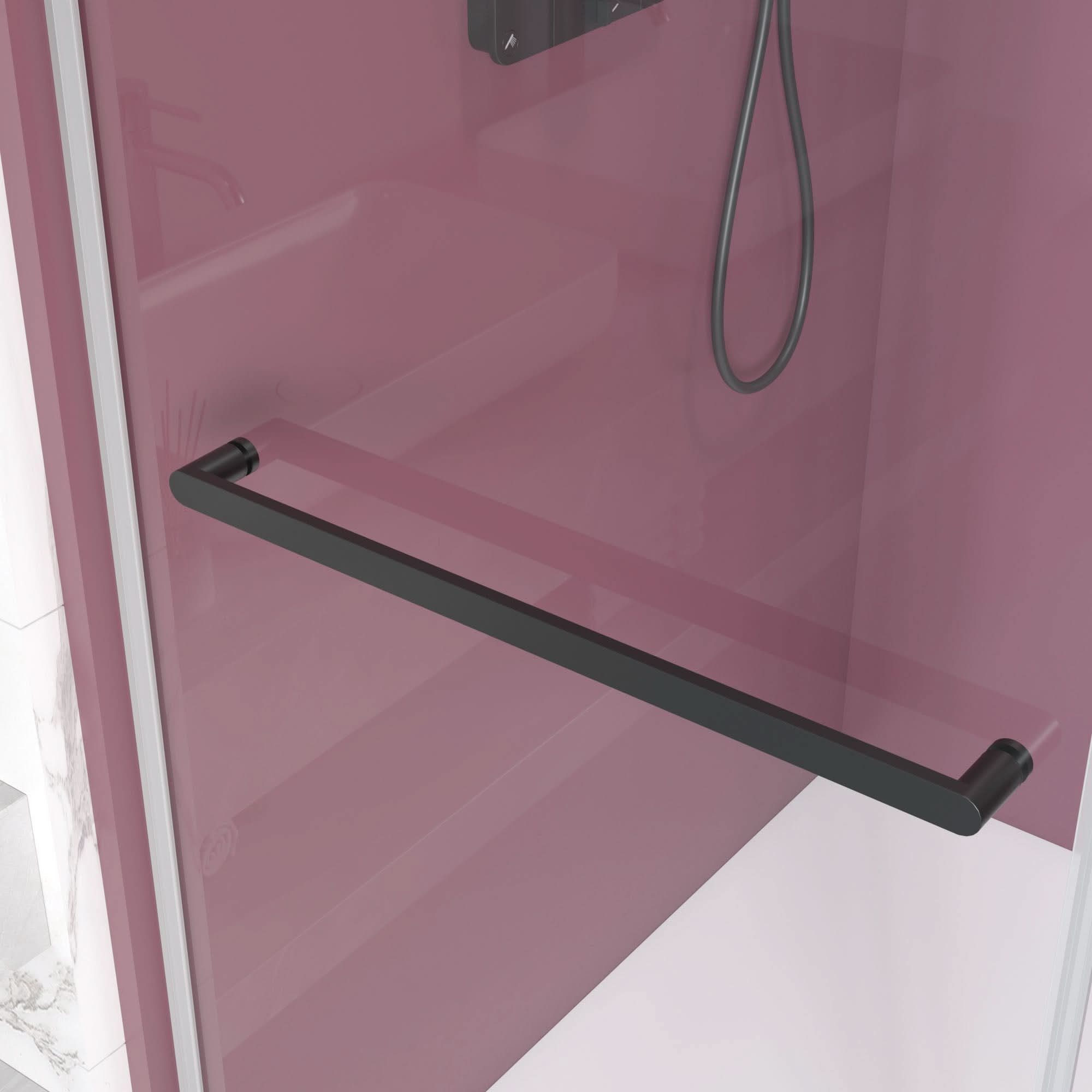 Gorgeous Double Sliding Frameless Shower Door With 3/8 Inch Clear Glass color:matte black