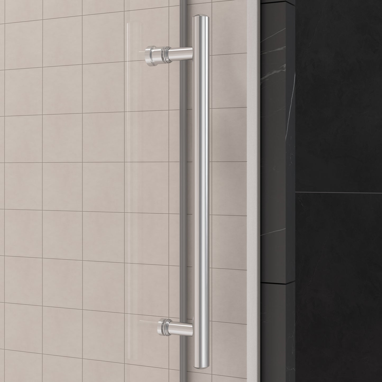 Gorgeous Single Sliding Frameless Shower Door With 3/8 Inch Clear Glass color:brushed nickel