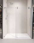 Gorgeous Single Sliding Frameless Shower Door With 3/8 Inch Clear Glass color:brushed nickel