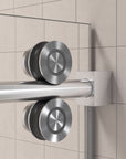 Gorgeous Single Sliding Frameless Shower Door With 3/8 Inch Clear Glass color:brushed nickel