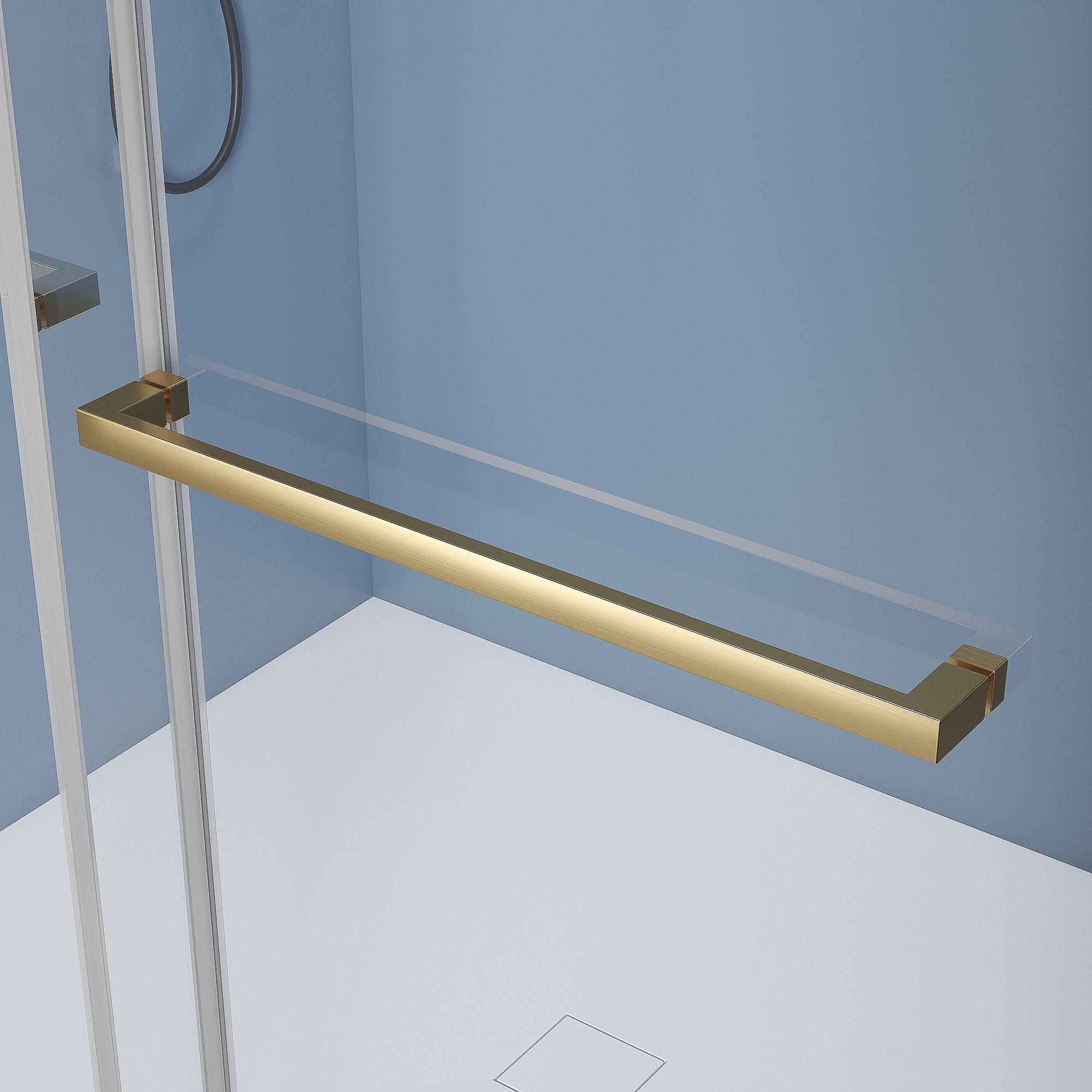 Gorgeous Soft-closing Double Sliding Frameless Shower Door With 3/8 Inch Clear Glass color:brushed gold