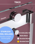 Gorgeous Double Sliding Frameless Shower Door With 3/8 Inch Clear Glass color:chrome