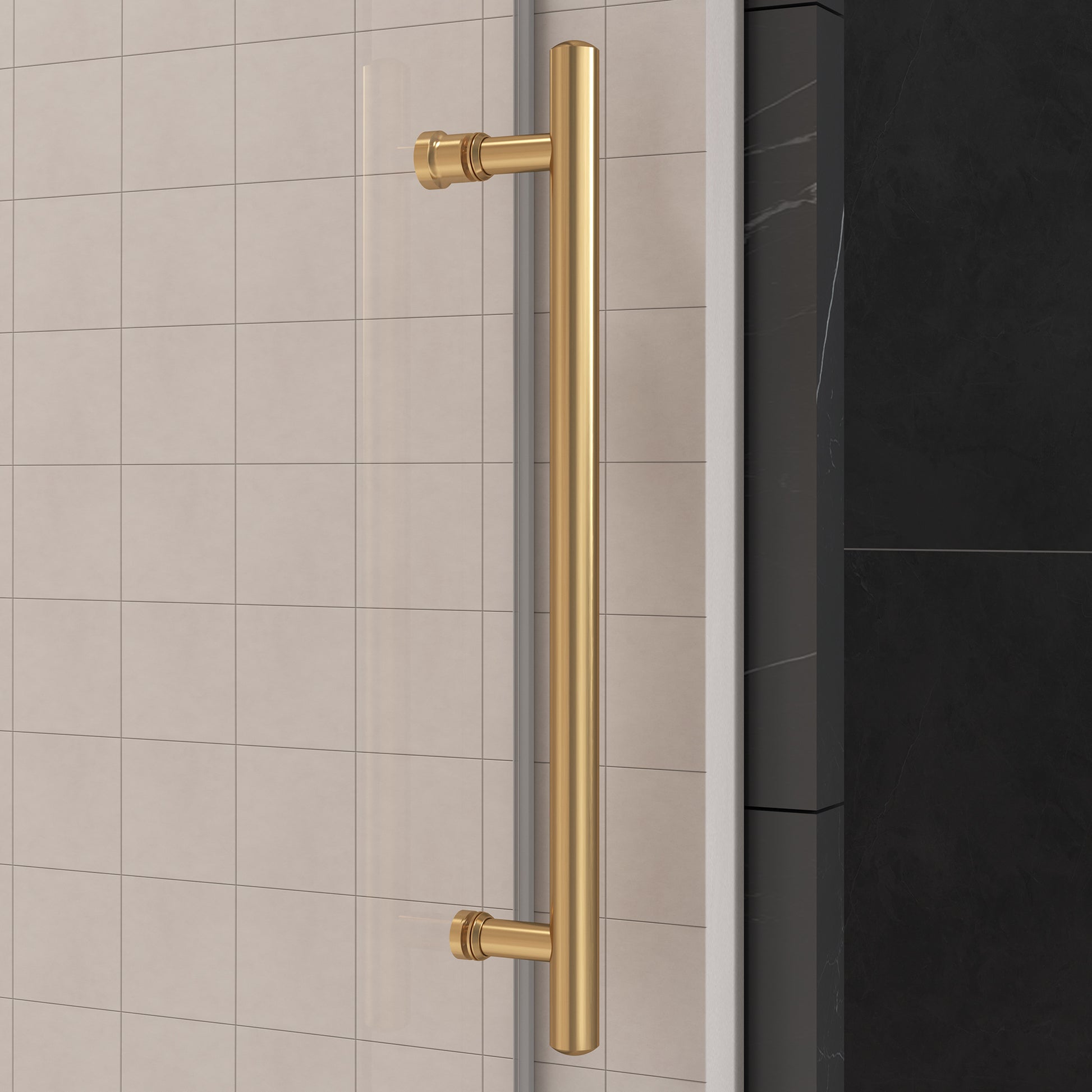 Gorgeous Single Sliding Frameless Tub Shower Door With 3/8 Inch Clear Glass color:brushed gold
