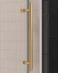 Gorgeous Single Sliding Frameless Tub Shower Door With 3/8 Inch Clear Glass color:brushed gold