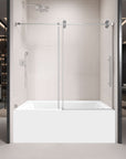 Gorgeous Single Sliding Frameless Tub Shower Door With 3/8 Inch Clear Glass color:brushed nickel