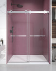 Gorgeous Double Sliding Frameless Shower Door With 3/8 Inch Clear Glass color:chrome