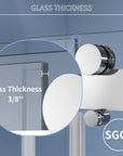 Gorgeous Soft-closing Double Sliding Frameless Shower Door With 3/8 Inch Clear Glass color:chrome