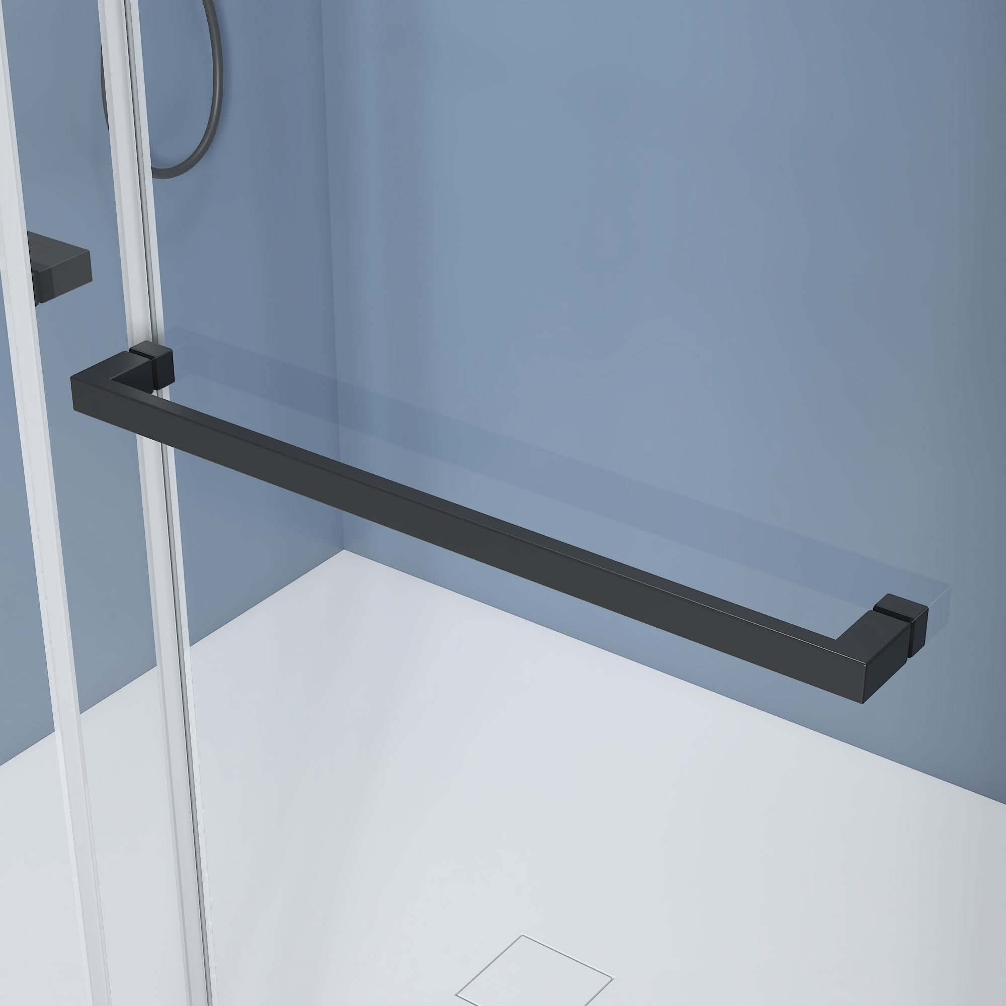 Gorgeous Soft-closing Double Sliding Frameless Shower Door With 3/8 Inch Clear Glass color:matte black