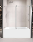 Gorgeous Single Sliding Frameless Tub Shower Door With 3/8 Inch Clear Glass color:chrome