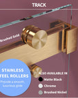 Gorgeous Double Sliding Frameless Shower Door With 3/8 Inch Clear Glass color:brushed gold