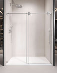 Gorgeous Single Sliding Frameless Shower Door With 3/8 Inch Clear Glass color:chrome