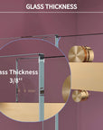 Gorgeous Double Sliding Frameless Shower Door With 3/8 Inch Clear Glass color:brushed gold