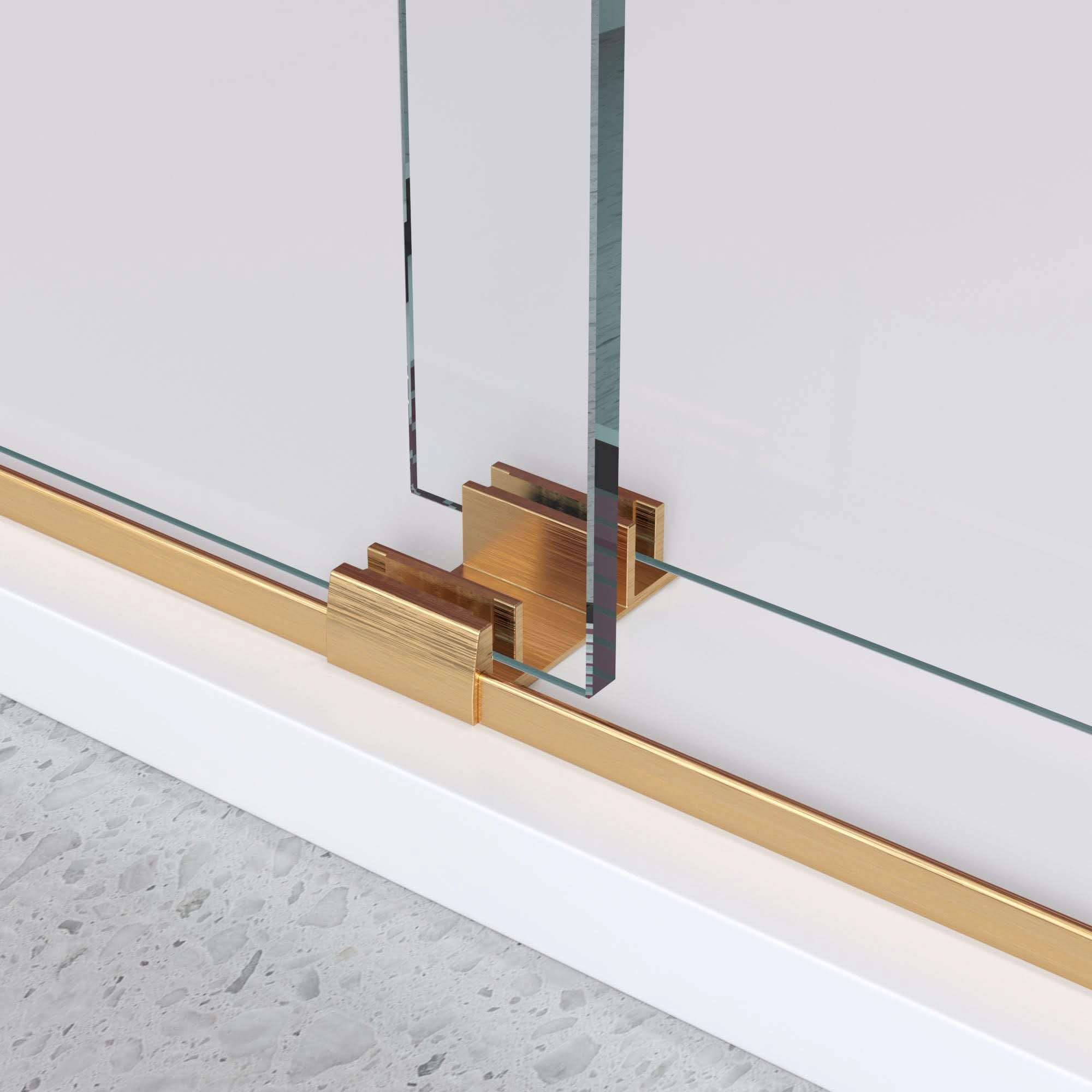 Gorgeous Double Sliding Frameless Shower Door With 3/8 Inch Clear Glass color:brushed gold