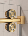 Gorgeous Single Sliding Frameless Shower Door With 3/8 Inch Clear Glass color:brushed gold