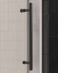 Gorgeous Single Sliding Frameless Tub Shower Door With 3/8 Inch Clear Glass color:matte black