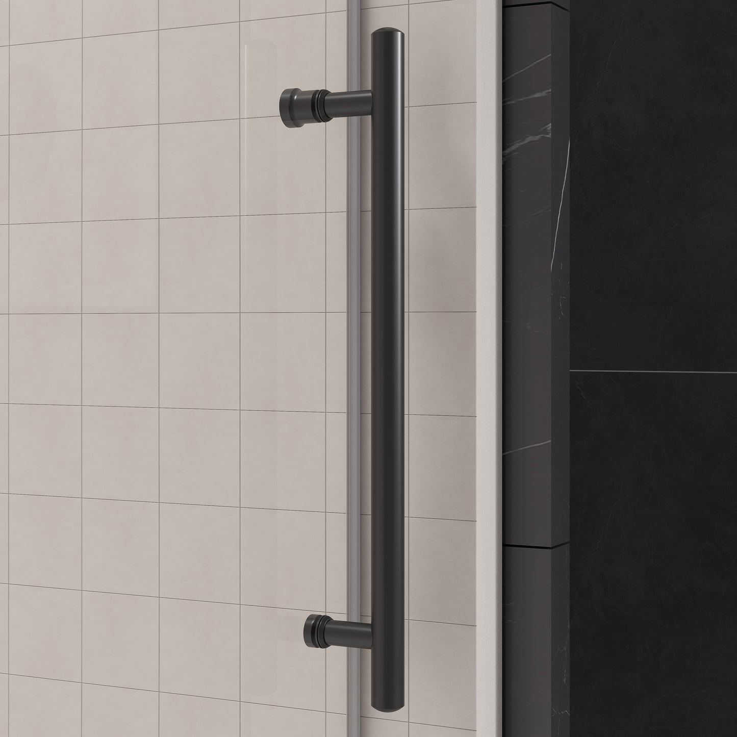 Gorgeous Single Sliding Frameless Tub Shower Door With 3/8 Inch Clear Glass color:matte black