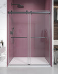 Gorgeous Double Sliding Frameless Shower Door With 3/8 Inch Clear Glass color:matte black