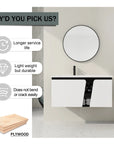40" wall mounted vanity unit plywood construction feature graphic | Ace Decor