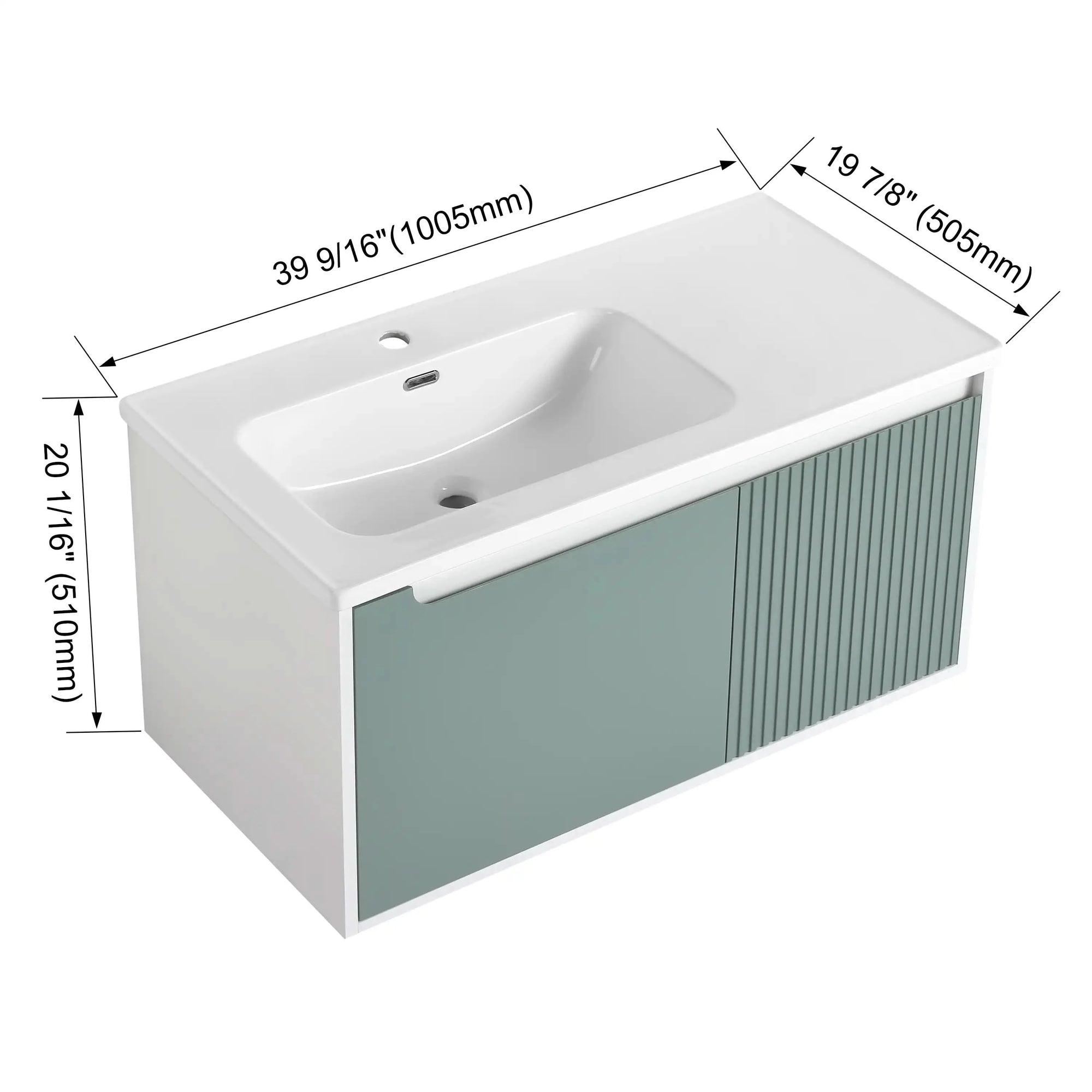 32&quot; Floating Bathroom Vanity with Sink and Soft Close Door size: 40 X 20