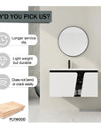 36" wall mounted vanity with sink plywood construction feature graphic | Ace Decor