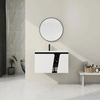 32" wide bathroom vanity wall-mounted in modern bathroom, full room view | Ace Decor