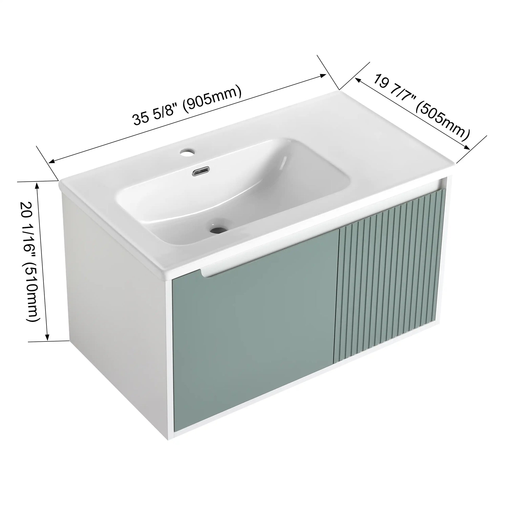 32" Floating Bathroom Vanity with Sink and Soft Close Door size: 36 X 20