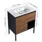 30 Inch Freestanding Bathroom Vanity with Gel Sink, Soft-Close Door & 2/3 Soft-Close Drawers color:Brown Ebony