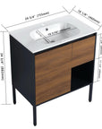 30 Inch Freestanding Bathroom Vanity with Gel Sink, Soft-Close Door & 2/3 Soft-Close Drawers color:Brown Ebony