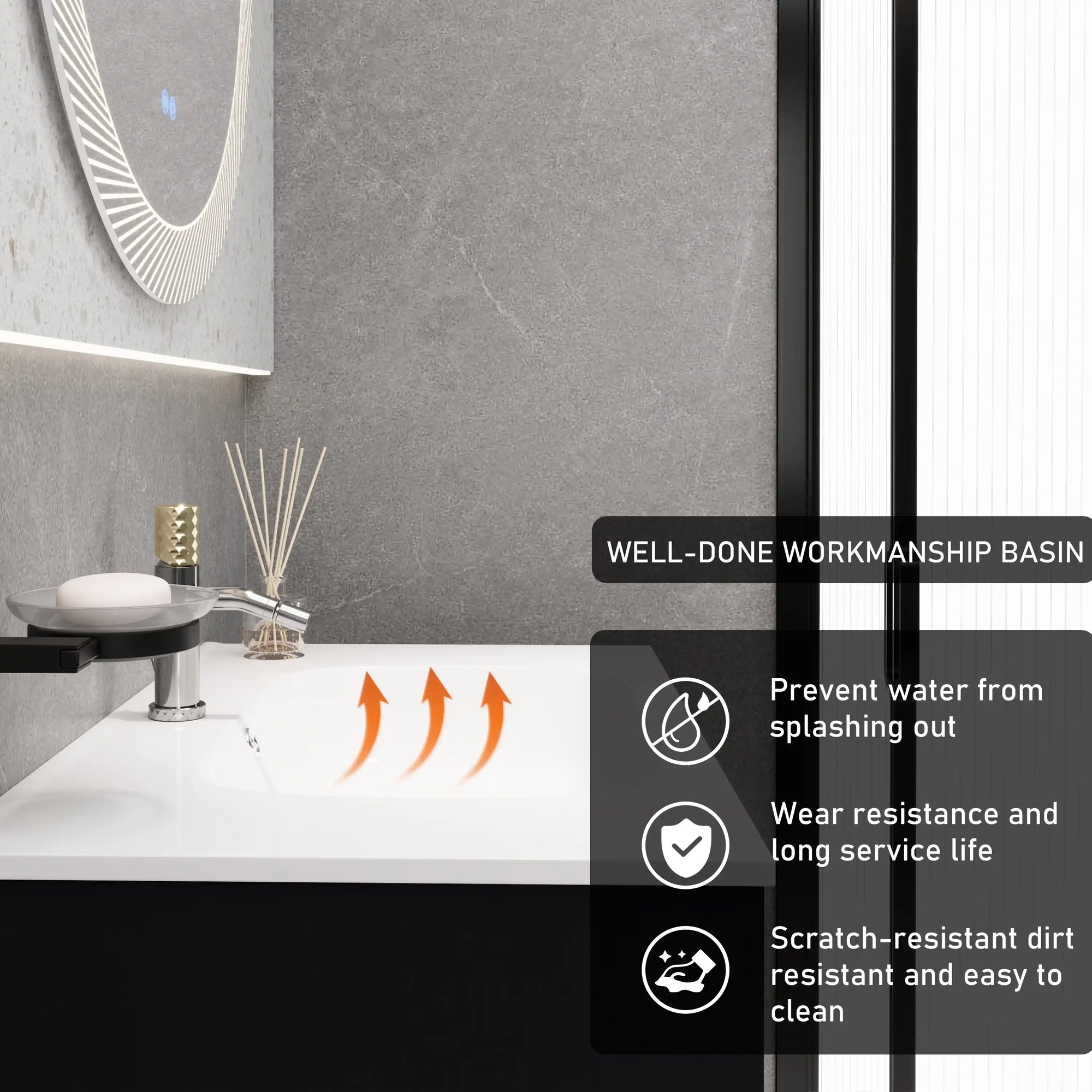 30" brown bathroom vanities with durable gel-coated sink and modern basin design | Ace Decor