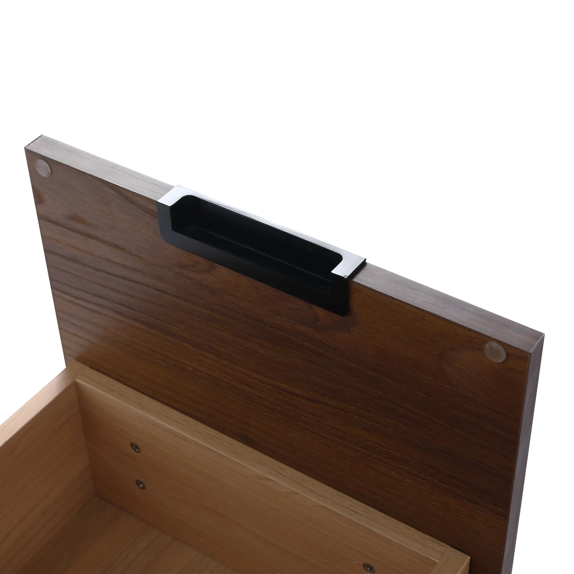 30" brown bathroom vanities with wood drawer and black handle detail | Ace Decor
