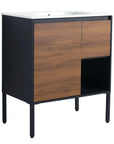 30 Inch Freestanding Bathroom Vanity with Gel Sink, Soft-Close Door & 2/3 Soft-Close Drawers color:Brown Ebony