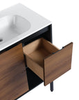 30" brown bathroom vanities with drawer storage detail and integrated sink | Ace Decor