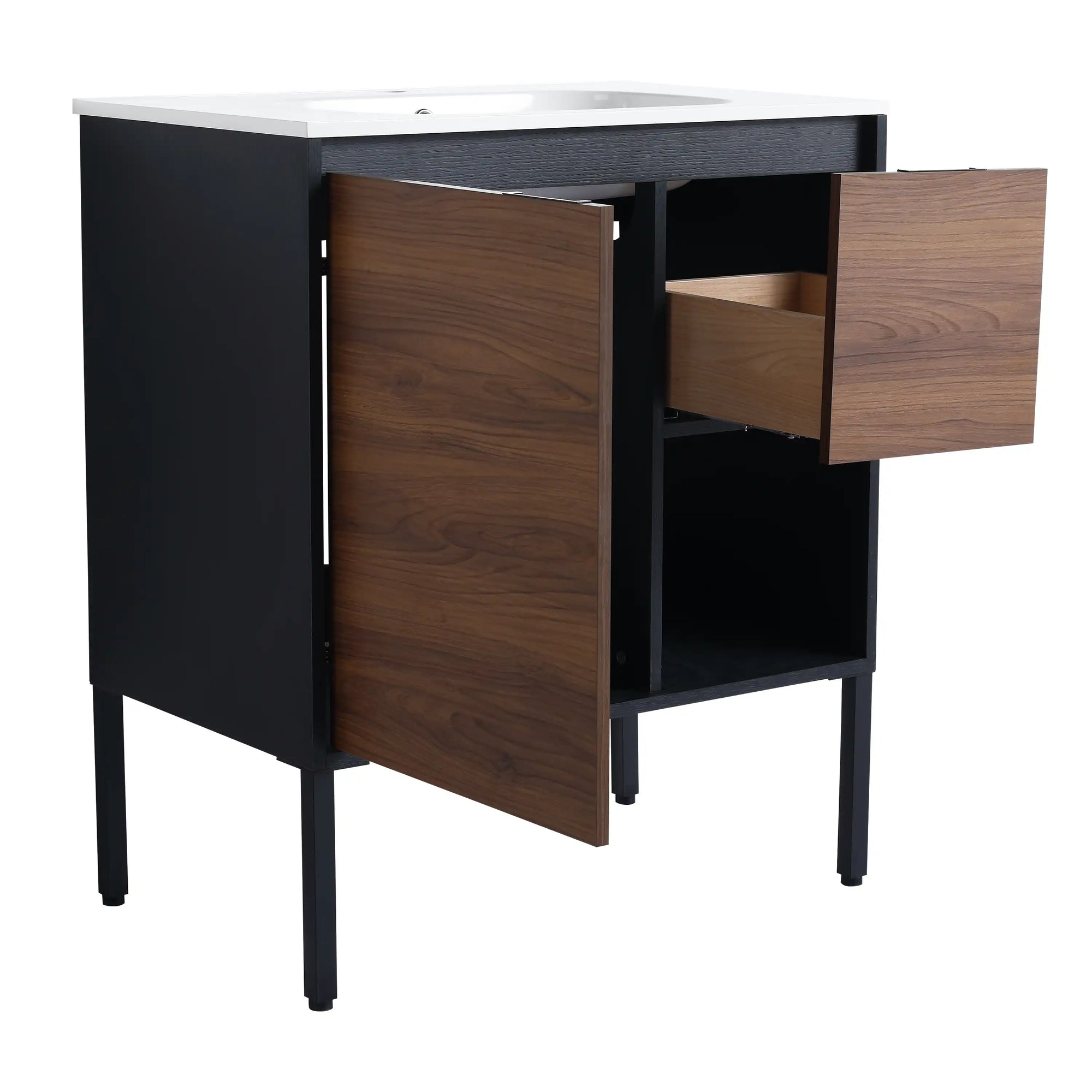 30" brown bathroom vanities with cabinet door and pull-out drawer storage | Ace Decor