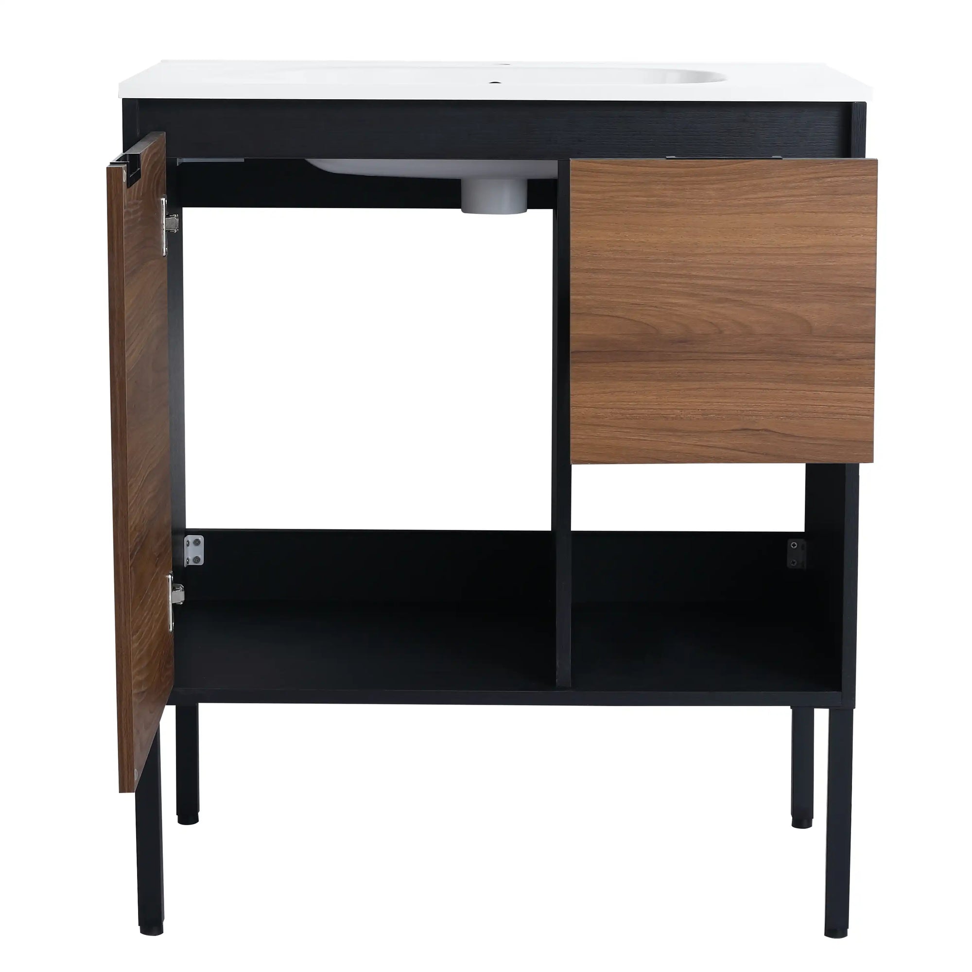 30" brown bathroom vanities interior storage with cabinet and drawer | Ace Decor