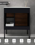 30" brown bathroom vanities open shelf storage for bathroom essentials | Ace Decor