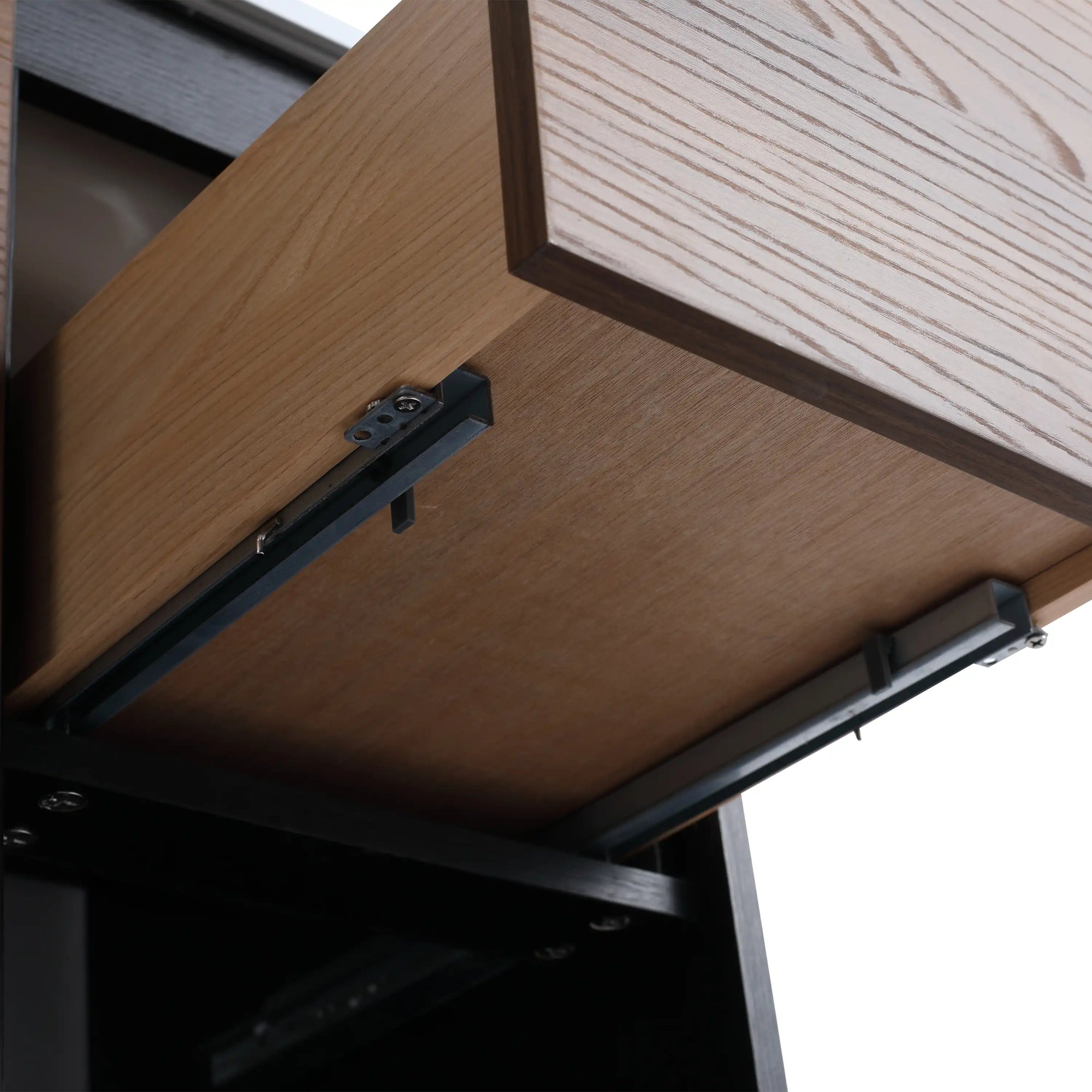 30" brown bathroom vanities drawer slide hardware detail | Ace Decor