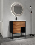 30" brown bathroom vanities modern freestanding vanity with mirror and storage | Ace Decor