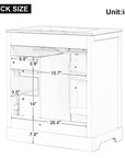 bathroom vanity cabinet with sink top door and two drawers color: white