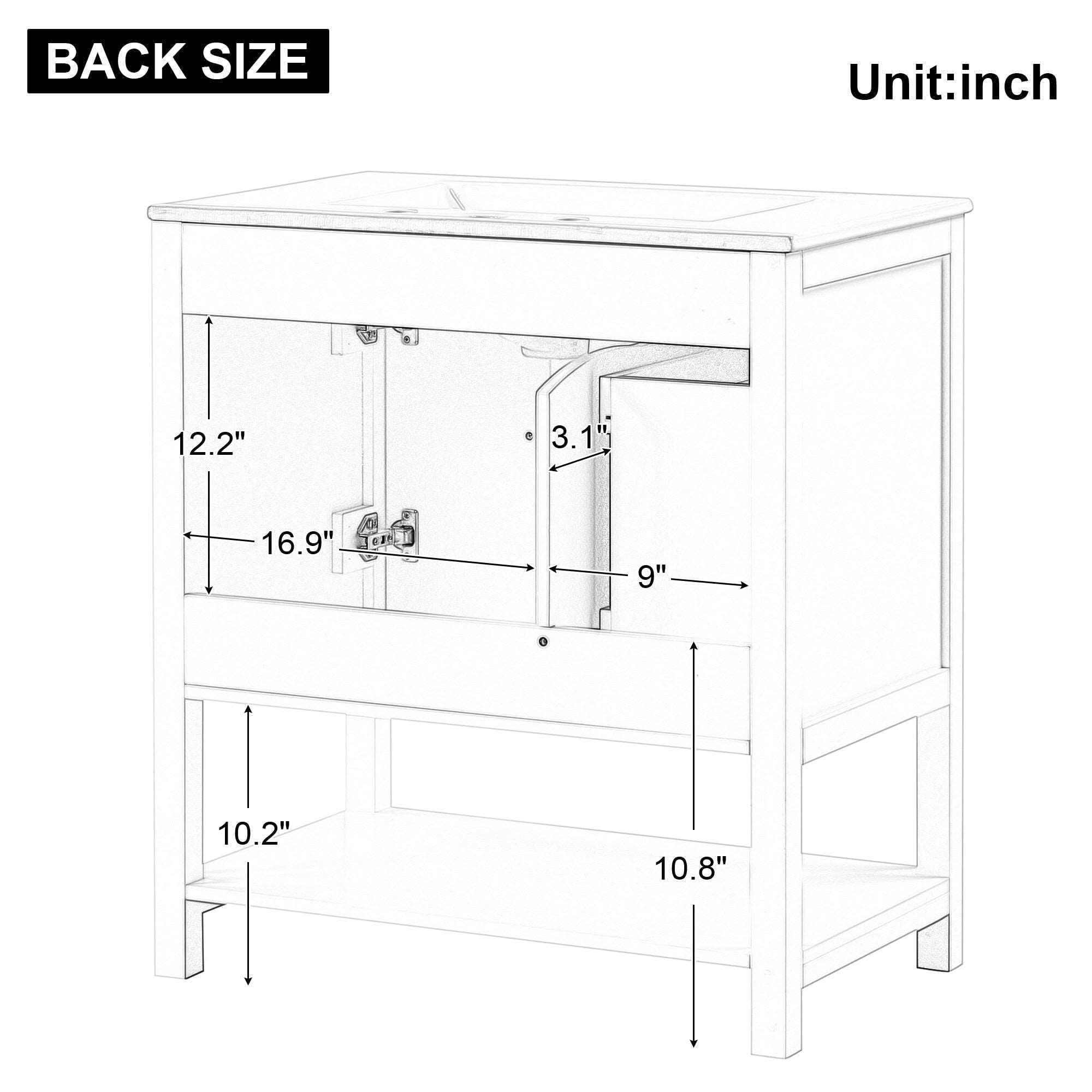 bathroom vanity cabinet with one drawer one package color:white